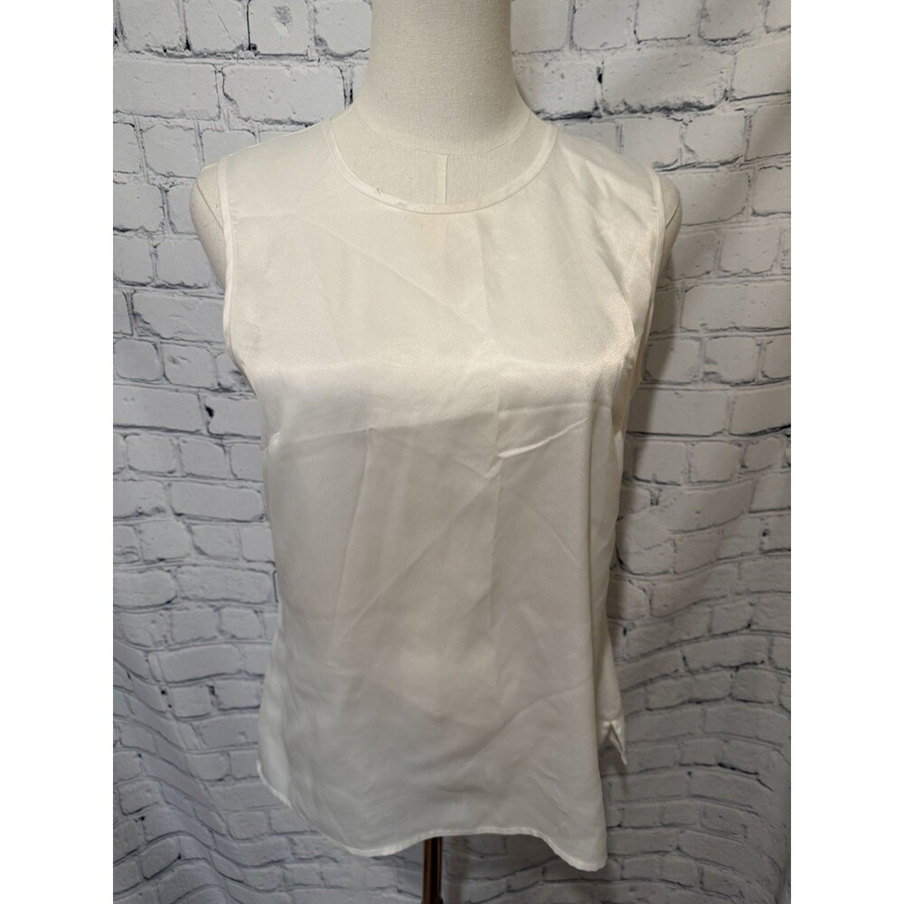Nipon Boutique Women’s Off White Tunic Silky Blouse Sleeveless Size Small